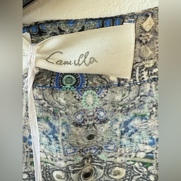 Camilla Blue White multicolor bejeweled Rainbow warrior Kaftan mini dress OS NWT - Picture 12 of 15